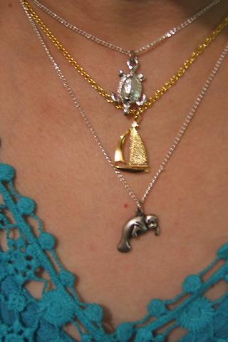 Tropical Necklace Set, Turtle, Sea Lion, Sailboat in Assorted Colors, #80089