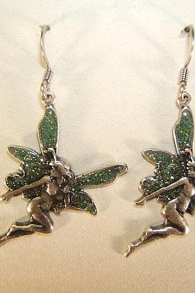 Mystical, Mythical Fairy Earrings, Silver Antique Finish, #60708-1