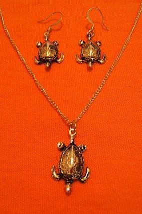 Trending Fashion, Turtle, Sea Turtle Earring and Necklace Set, #80101-1 