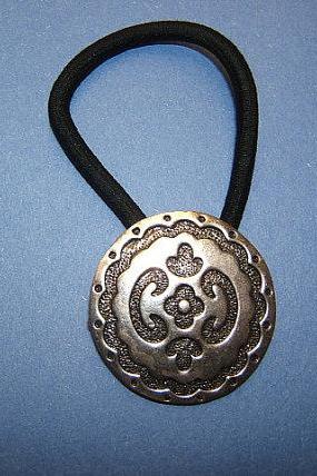 Indian Concho Pony Tail Holder, Silver Antique Finish, #60501-1PH