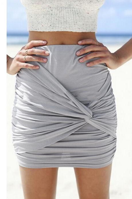 Wrap Draped Slim Mini Skirt