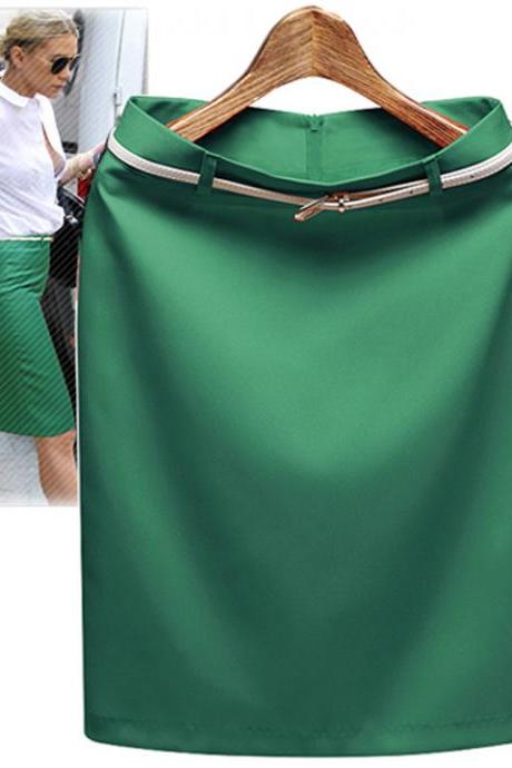 Women's Business Suit Pencil Skirt Elegant Vocational OL Skirts with Belt