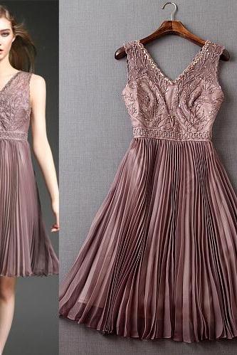 Luxury Nail Bead Embroidery Pleated Cultivate One&amp;amp;#039;s Morality Dress Dress