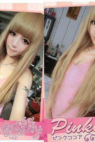 Fluffy Harajuku Girls Girl Lolita Long Straight hair Cos Play wig
