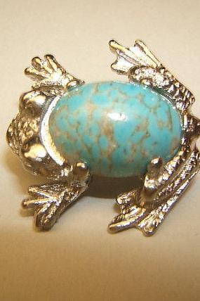 Frog Pin, Frog Brooch, Frog Jewelry, Turquoise Jewelry, #32163-2,