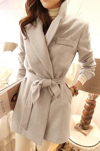 Classy Apricot Winter Coat With Belt 