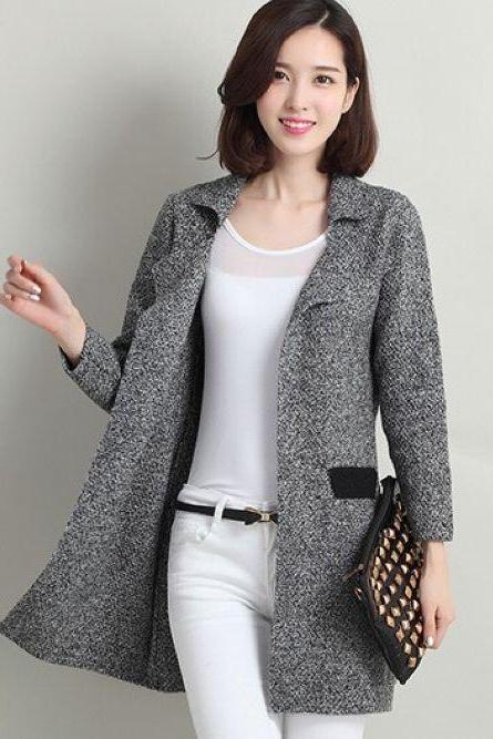 Classy Knitted Grey Winter Coat 