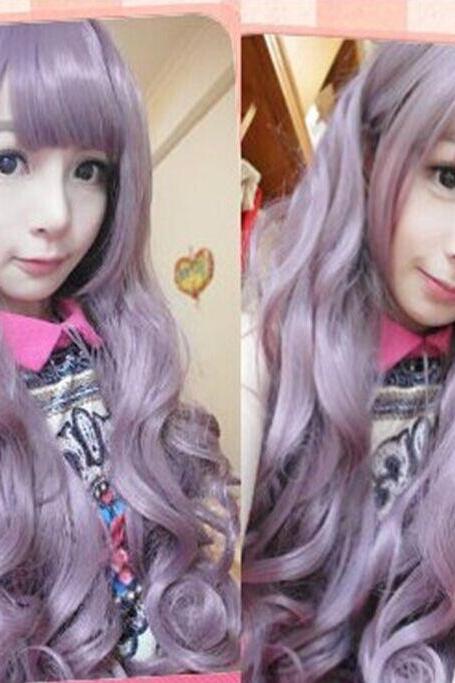 Mego lolita Harajuku Gradient Purple Curly Wig