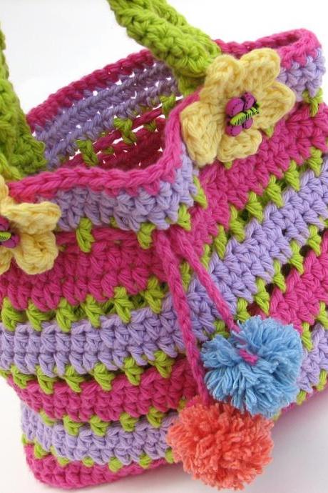 Colorful Girls Bag / Purse, Crochet Pattern PDF,Easy, Great for Beginners, Pattern No. 57