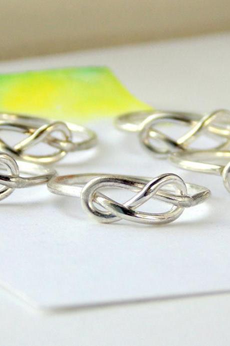 BATCH of Infinity Knot Rings: sterling silver rings, bridesmaid gift, friendship rings, bridesmaid rings, infinity knot rings, gift set
