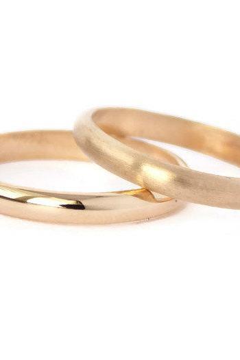 Gold Domed Ring: 14K Solid Gold, domed ring, plain ring, gold ring, rose gold ring, wedding band, domed band, matte, polished, gold band