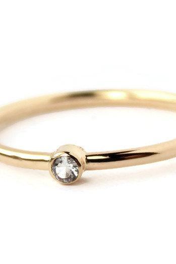Tiny Diamond Ring: 14K Solid Gold ring, diamond ring, petite ring, dainty ring, simple ring, gold ring, wedding ring, engagement ring