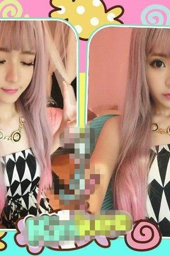 Harajuku style wig streaked female two color gradient color fluffy long straight hair wig