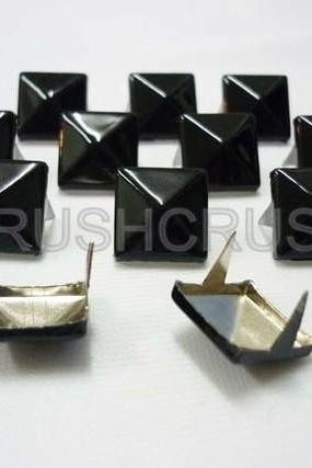  50x13mm Black Pyramid Studs Metal Punk ROCK Biker Spikes spots Heavy Duty DIY S613