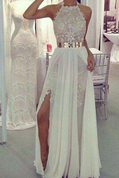 Custom Made A Line Long Lace Prom Dresses, Long Evening Dresses