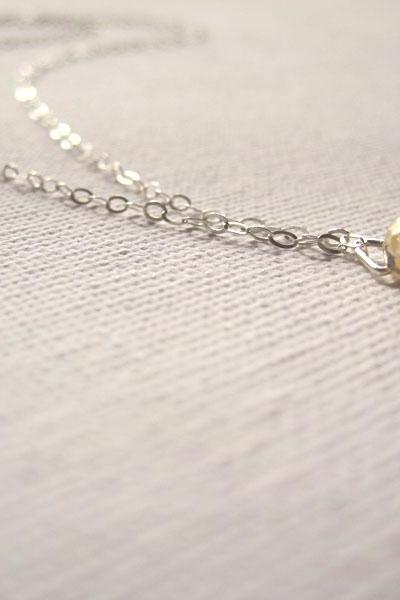 Sterling silver necklace with tiny soft yellow glass droplet pendant - Honey Drop
