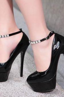 Sexy Black Rhinestone Design High Heels Shoes