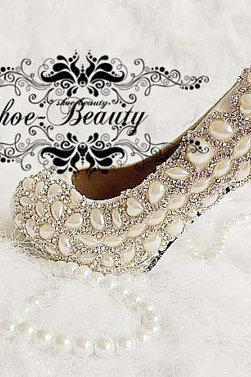 Unique Ivory Pearl Rhinestone Wedding Dress Shoes Peep Toe High Heeled Bridal Shoes Waterproof Woman Party Shoes