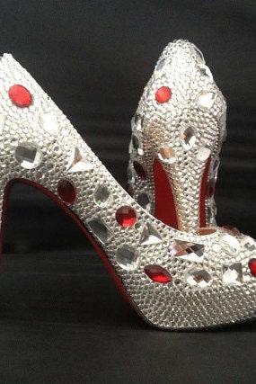 Gorgeous Fashion Shoes for wedding ceremony luxury Crystal Rhinestone Wedding Bridal Shoes lady party dress shoes