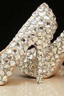 New Arrival Elegant Diamond Wedding Shoes Fashion Crystal High Heels Glittering Platform Women Pumps Banquet Prom Shoe