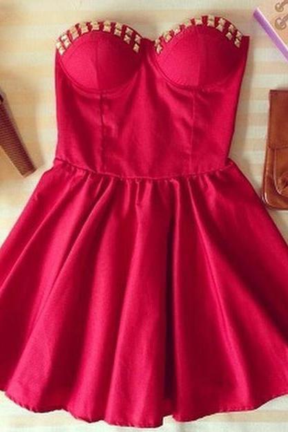 Cute Strapless Red Dress