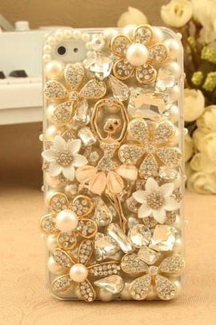 Luxury Flowers Crystal Ballet Girl Diamond Hard Back Mobile Phone Case Cover Rhinestone Case Cover For Iphone 6s Plus Case,iphone 6c Case,samsung