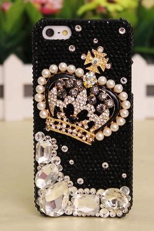 Crystal Crown diamond Hard Back Mobile phone Case Cover black Rhinestone Case Cover for iphone 6s plus case,iphone 6c case,samsung galaxy s6 edge case,samsung galaxy note5 case iPhone 4 4s 5 7plus 5s 6 6 plus Samsung galaxy s7 s4 s5 s6 note10 4