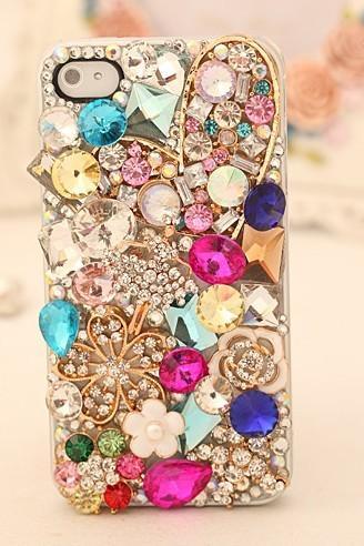 Luxury Multicolor Flower Crystal Hard Back Mobile Phone Case Cover Bling Rhinestone Case Cover For Iphone 6s Plus Case,iphone 6c Case,samsung
