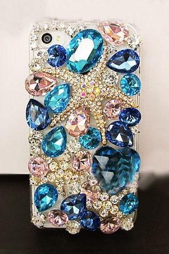 6c 6s Plus Luxury Starfish Diamond Hard Back Mobile Phone Case Cover Bling Rhinestone Case Cover For Iphone 4 4s 5 7plus 5s 6 6 Plus Samsung