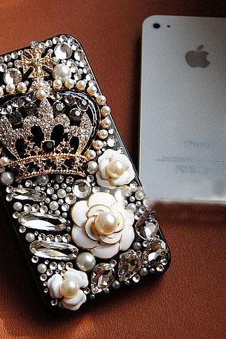 6c 6s Plus Luxury Diamond Crown Flower Hard Back Mobile Phone Case Cover Girly Rhinestone Case Cover For Iphone 4 4s 5 7 5s 6 6 Plus Samsung