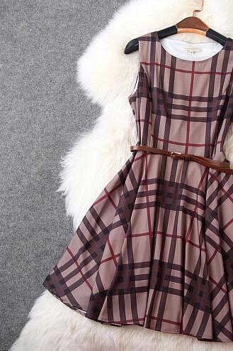 Fashion Plaid Cultivate One&amp;amp;#039;s Morality Show Thin Dress Dress