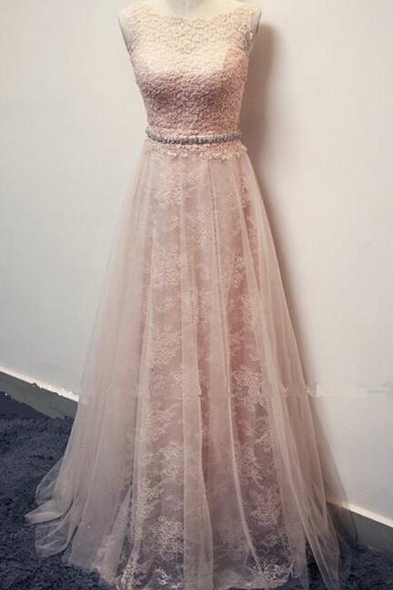 The Charming Appliques And Lace Prom Dresses, Floor-length Evening Dresses, Prom Dresses, A-line Real Made Prom Dresses ,