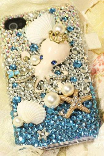 6c 6s plus Beach starfish shell Hard Back Mobile phone Case Cover luxury Rhinestone Case Cover for iPhone 4 4s 5 7plus 5s 6 6 plus Samsung galaxy s7 s4 s5 s6 note8.0 4