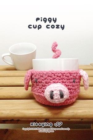 Crochet Pattern Piggy Fruit cozy Apple protector Pig Mug Sleeve Piggie Cup warmer Oink Mug holder Apple cozy Mug cozy Cup cozy