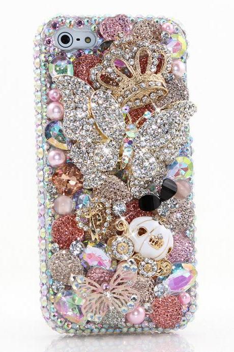 Bling Crystals Phone Case for iPhone 6 / 6s, iPhone 6 / 6s PLUS, iPhone 4, 5, 5S, 5C, Samsung Note 2, Note 3, Note 4, Galaxy S3, S4, S5, S6, S6 Edge, HTC ONE M9 (DAZZLIN' BUTTERFLY DESIGN) By LuxAddiction