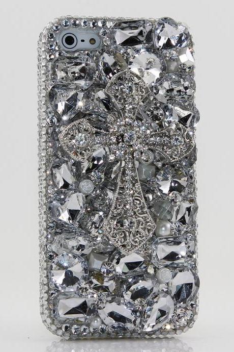 Bling Crystals Phone Case for iPhone 6 / 6s, iPhone 6 / 6s PLUS, iPhone 4, 5, 5S, 5C, Samsung Note 2, Note 3, Note 4, Galaxy S3, S4, S5, S6, S6 Edge, HTC ONE M9 (DIAMOND CROSS DESIGN) By LuxAddiction