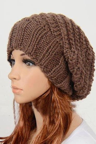 Slouchy Woman Handmade Knitted Hat Clothing Cap Beige On Luulla