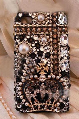 6s plus 6c Luxury diamond Crowne pearl Hard Back Mobile phone Case Cover girly Rhinestone Case Cover for iPhone 4 4s 5 7 5s 6 6 plus Samsung galaxy s7 s4 s5 s6 note8.0 4