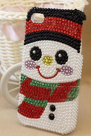 6c 6s Plus Christmas Snowman Diamond Hard Back Mobile Phone Case Cover Bling Rhinestone Case Cover For Iphone 4 4s 5 7 5s 6 6 Plus Samsung Galaxy