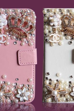 6c 6s plus Pearl floral crown diamond Hard Back Mobile phone Case Cover bling wallet Case Cover for iPhone 4 4s 5 7plus 5s 6 6 plus Samsung galaxy s7 s4 s5 s6 note10 4
