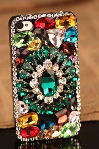 6c 6s Plus Gem Sparkly Garland Hard Back Mobile Phone Case Cover Bling Rhinestone Case Cover For Iphone 4 4s 5 7 5s 6 6 Plus Samsung Galaxy S7 S4
