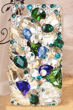 6s plus 6c Gem Green White rhinestone Hard Back Mobile phone Case Cover girly bling diamond Case Cover for iPhone 4 4s 5 7 5s 6 6 plus Samsung galaxy s7 s4 s5 s6 note10 4