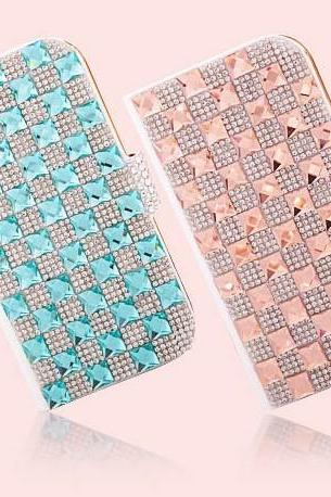 6c 6s plus Sparkly diamond leather Hard Back block Mobile phone Case Cover bling Rhinestone Case Cover for iPhone 4 4s 5 7plus 5s 6 6 plus Samsung galaxy s7 s4 s5 s6 note8.0 4