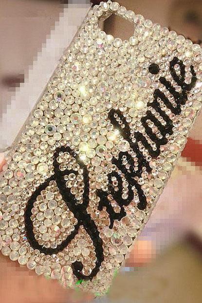 6s Plus 6c Custom Name Crystal Diamond Hard Back Mobile Phone Case Cover Sparkly Case Cover For Iphone 4 4s 5 7plus 5s 6 6 Plus Samsung Galaxy S7