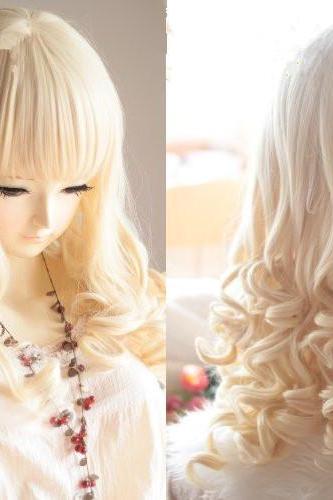 HOT Gold Heat Friendly Long Curly Wave Princess Cosplay Party Hair Wig 26'' 65cm