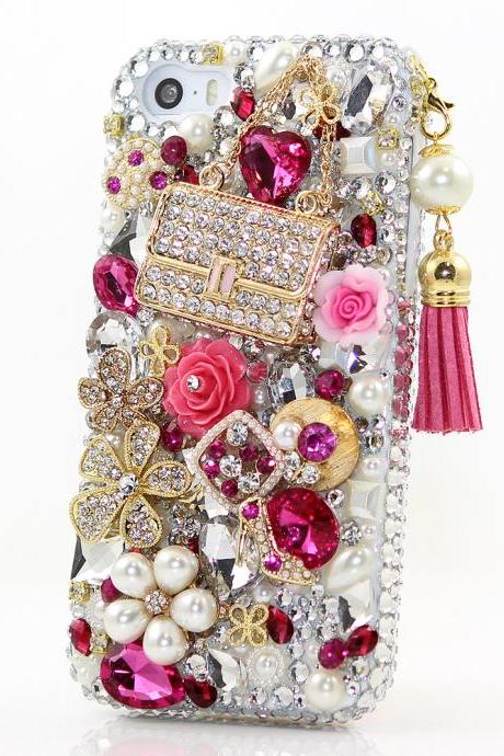 Bling Crystals Phone Case for iPhone 6 / 6s, iPhone 6 / 6s PLUS, iPhone 4, 5, 5S, 5C, Samsung Note 2, Note 3, Note 4, Galaxy S3, S4, S5, S6, S6 Edge, HTC ONE M9 (FASHION PURSE WITH TASSLE DESIGN) By LuxAddiction