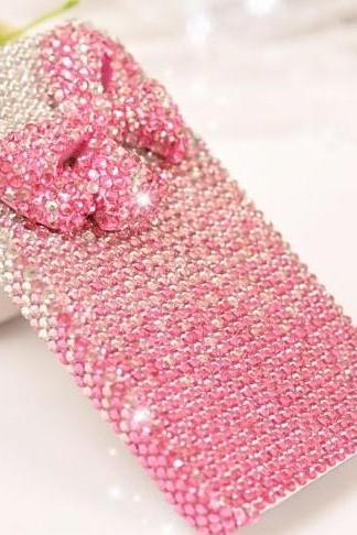 6s Pluc 6c Pink Bow Diamond Hard Back Mobile Phone Case Cover Bling Girly Rhinestone Case Cover For Iphone 4 4s 5 7plus 5s 6 6 Plus Samsung