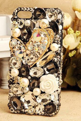 6s Plus 6c Pearl Rhinestone Floral Love Hard Back Mobile Phone Case Cover Bling Case Cover For Iphone 4 4s 5 7plus 5s 6 6 Plus Samsung Galaxy S7