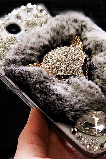 6s Plus 6c Luxury Floral Diamond Fur Hard Back Mobile Phone Case Cover Fox Case Cover For Iphone 4 4s 5 7plus 5s 6 6 Plus Samsung Galaxy S7 S4 S5
