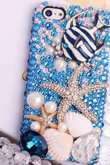 6s plus 6c Starfish Rhinestone Hard Back Mobile phone Case Cover sparkly crystal Case Cover for iPhone 4 4s 5 7plus 5s 6 6 plus Samsung galaxy s7 s4 s5 s6 note8.0 4